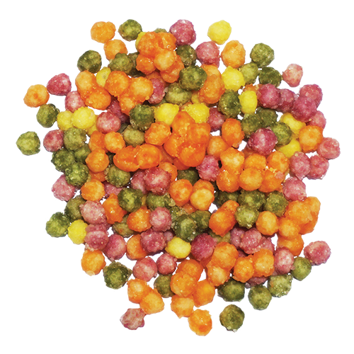 Pink, Orange, Yellow, and Green Flavor-Lites Food Inclusions