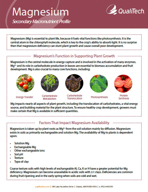 Magnesium Nutrient Profile Sheet
